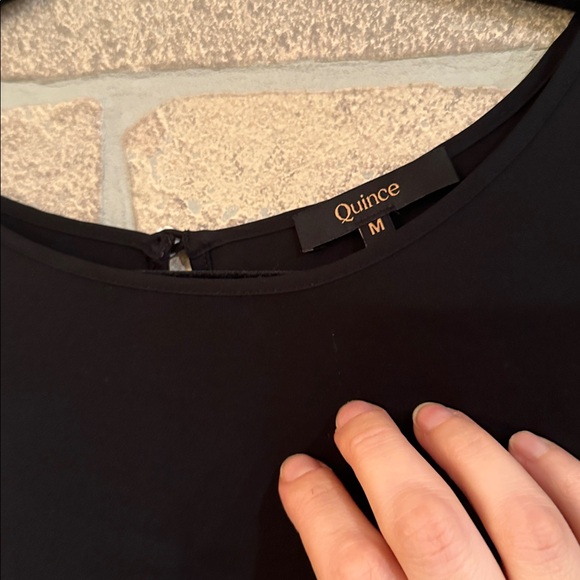 Quince Washable Stretch Silk Tee Dress Black M - Picture 7 of 9